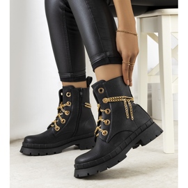 Bottes de randonnée noires avec chaîne Alcin le noir 1 Bottes de randonnée noires avec chaîne Alcin le noir 1
