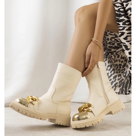 Bottines beiges avec chaîne Morro 2