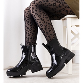Bottes Asma en cuir verni noir 1