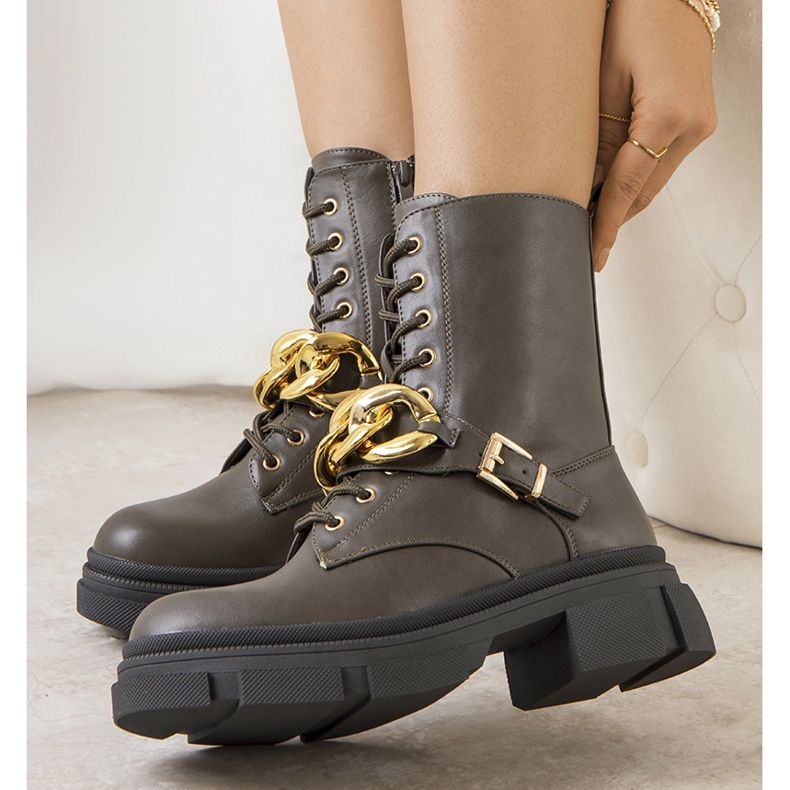 Bottes de randonnée vertes avec chaîne Iversen 1