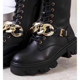 Bottines noires avec chaîne Laboy le noir 1
