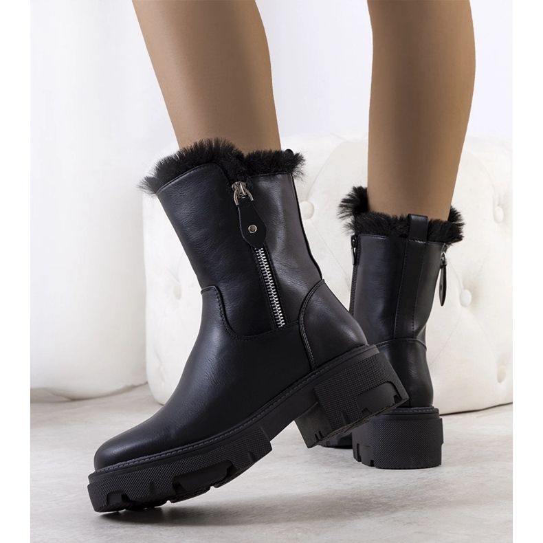 Bottes de neige noires avec fourrure Degli 1