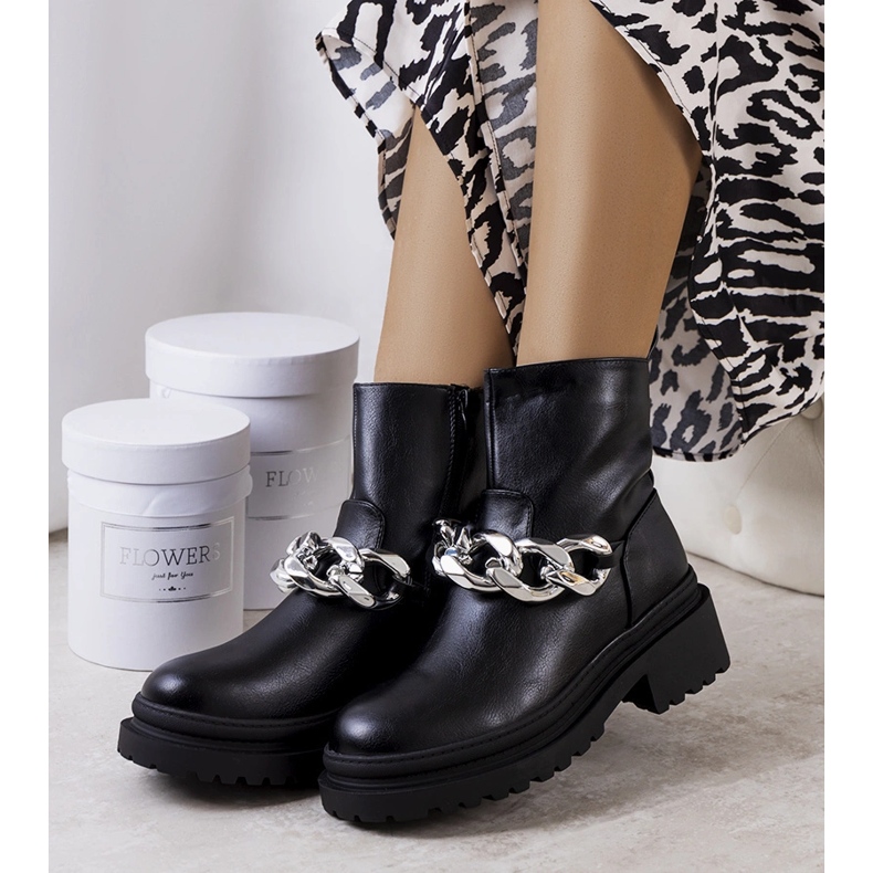 Bottines noires sur semelle haute Alide le noir 1