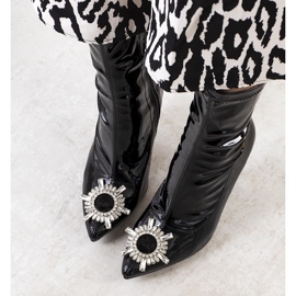 Bottes en cuir verni noir par Otto le noir 1