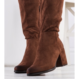 Bottines à talon en daim marron Georgie brun 1
