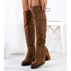 PA1 Bottines à talons en daim camel Georgie brun 2