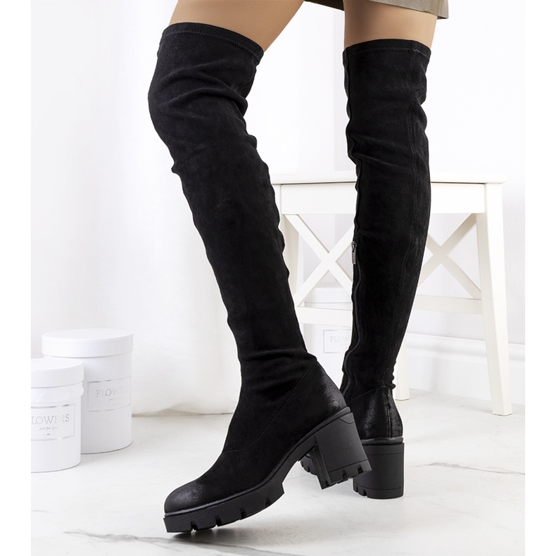 PA1 Bottes hautes en daim noir de Nina le noir 1