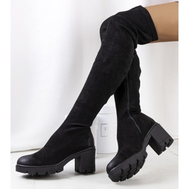 PA1 Bottes hautes en daim noir de Nina le noir 2