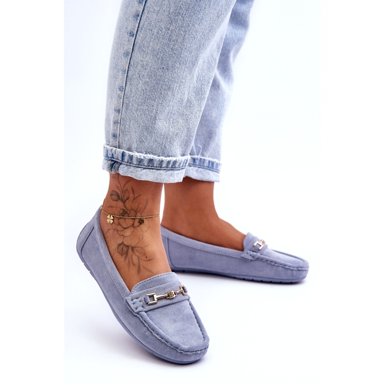 Mocassins Classiques en Daim pour Femme Bleu Corinell 4