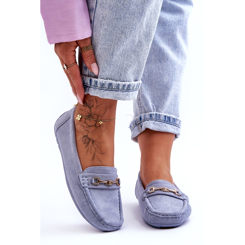 Mocassins Classiques en Daim pour Femme Bleu Corinell 3