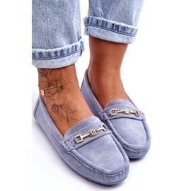 Mocassins Classiques en Daim pour Femme Bleu Corinell 2
