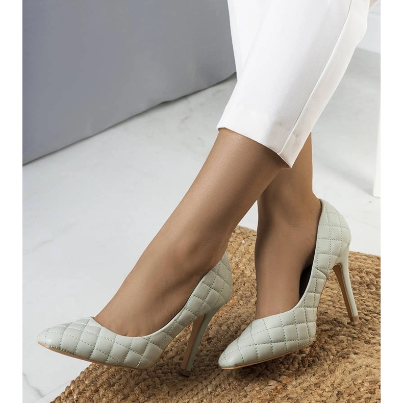 Escarpins Nadelia matelassés verts 1