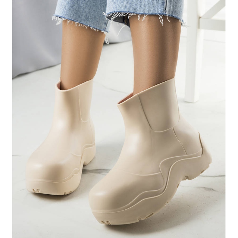 BM Bottes de pluie beiges sur semelle Frolo haute 1
