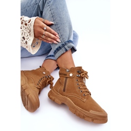 PS1 Boots Femme Daim Isolées Camel Jailina brun 7