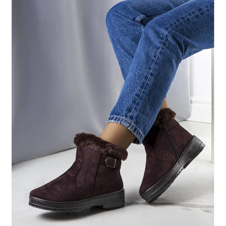 Julius marron, bottes de neige isolées avec fourrure brun 1