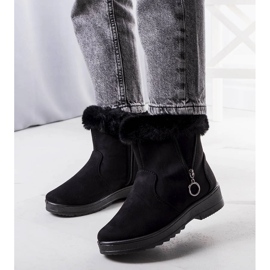 Bottes de neige doublées noires avec une fermeture éclair Katalina le noir 1