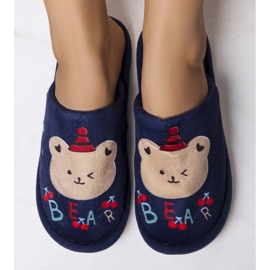 Chaussons souples ours bleu marine 1