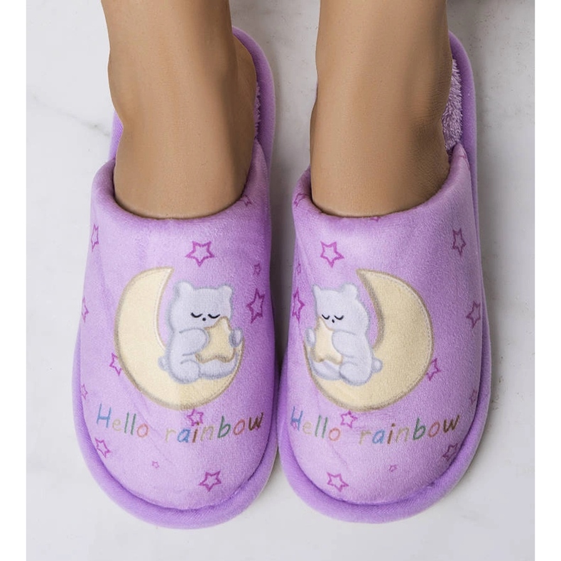 Chaussons souples lune arc-en-ciel violet 1 Chaussons souples lune arc-en-ciel violet 1