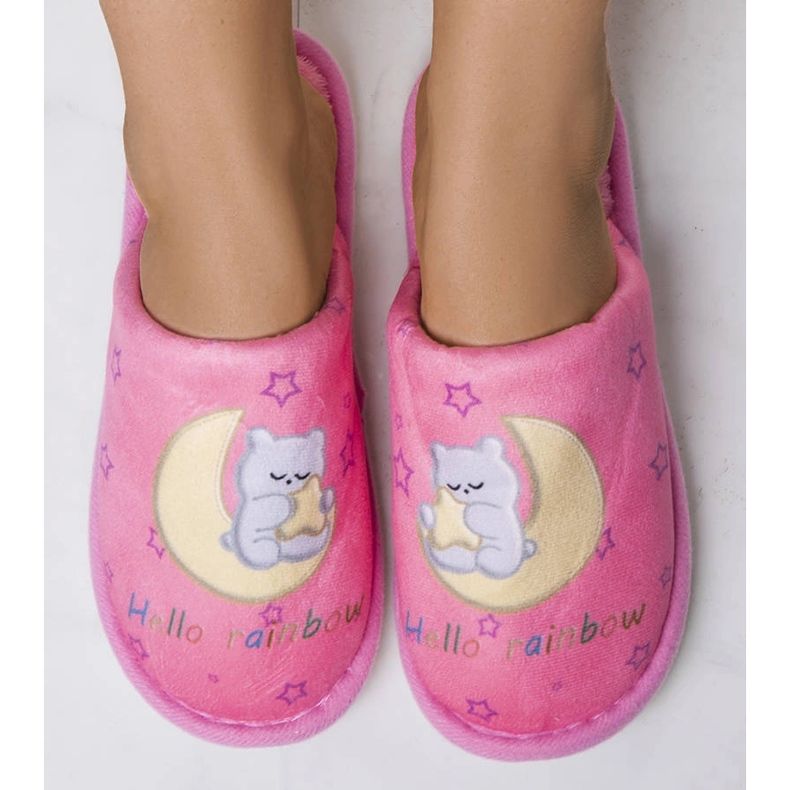 Chaussons arc-en-ciel lune rose 1