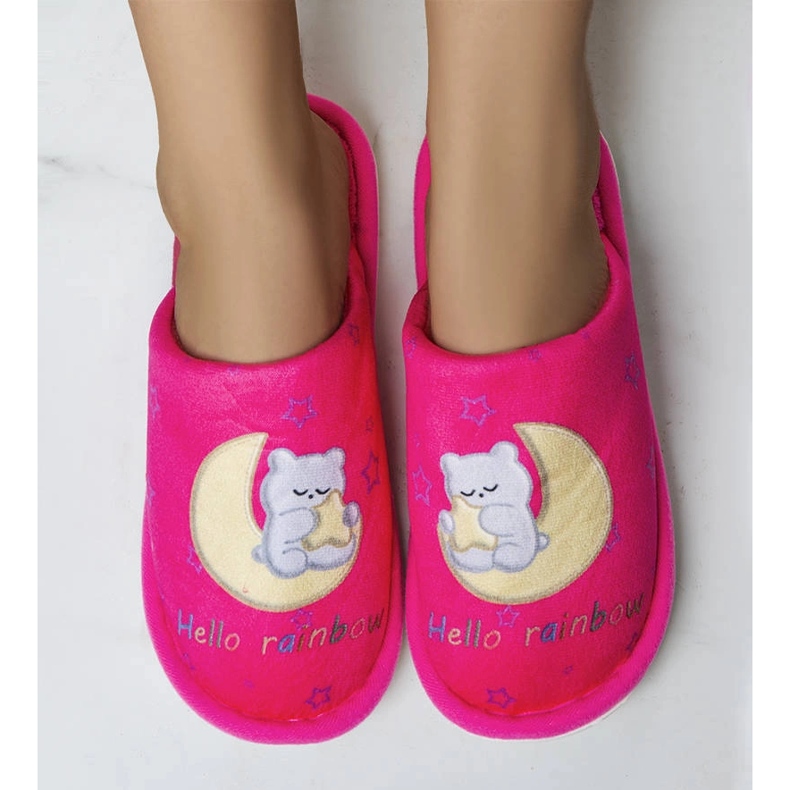 Chaussons souples Rainbow Moon rose fluo 1