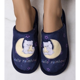 Chaussons souples arc-en-ciel lune bleu marine 1