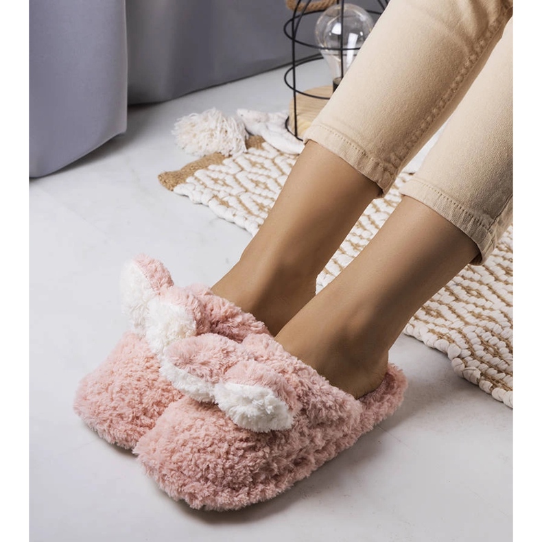 Chaussons Roses Lapin Souples 1