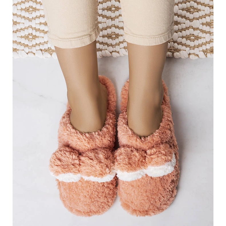 Chaussons lapin doux rose foncé 1