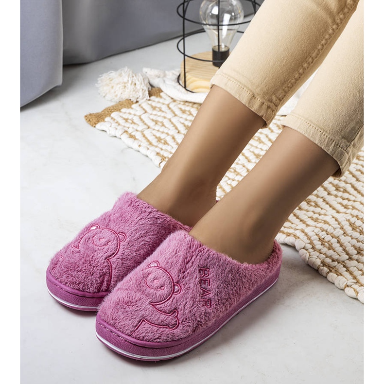 BM Chaussons Smile Bear doux rose foncé 1