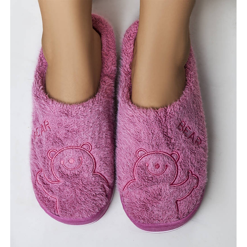 BM Chaussons Smile Bear doux rose foncé 2