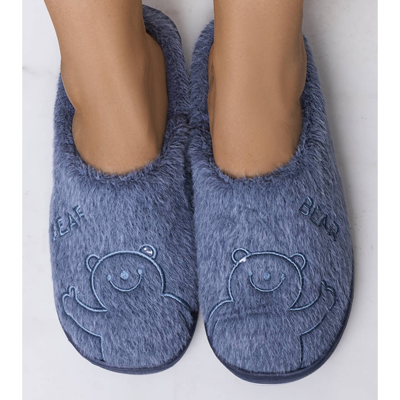 Chaussons souples Smile Bear bleu marine 1