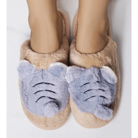 Chaussons souples beiges et gris de Bee 1