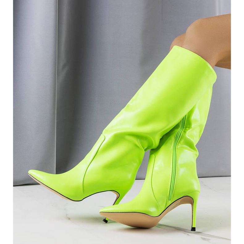 BM Bottes à talons vert fluo de Jaylin 1