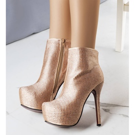 BM Bottines Tatiana dorées à talons d'or 2