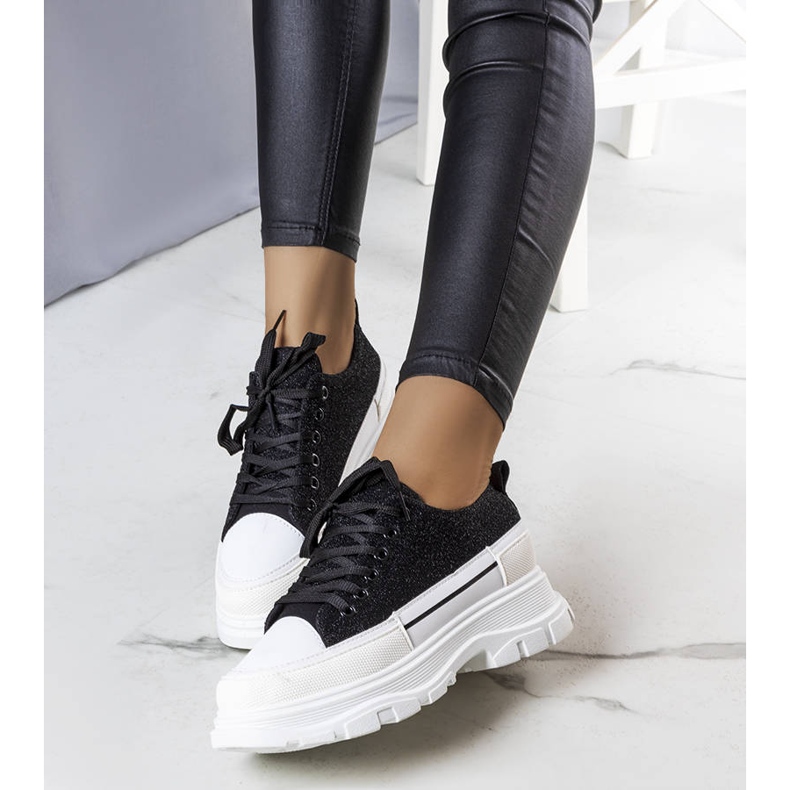 Baskets noires à semelles hautes Callani le noir 1