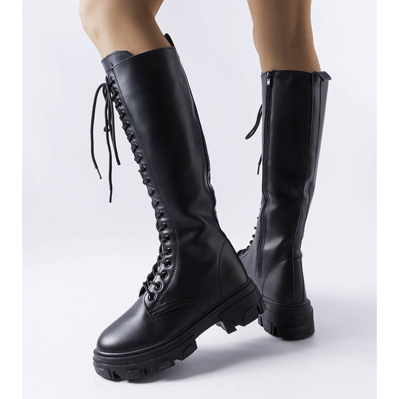 Bottes isolées noires avec liseré de Lomme 1