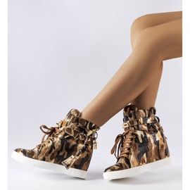 Baskets compensées camouflage marron Annabelle beige 1