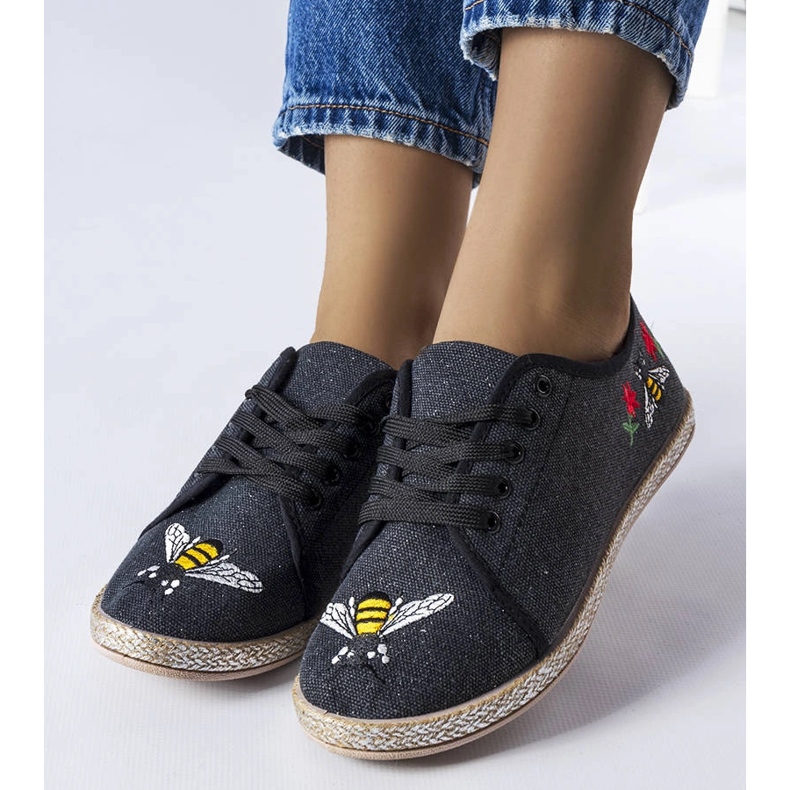 Espadrilles à paillettes noires de Malia 1