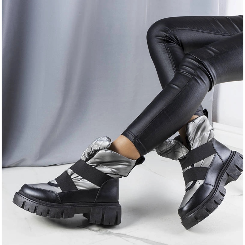 Bottes de neige à enfiler isolées grises de Francisco noir 1