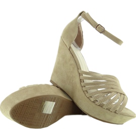 Escarpins à talon compensé en daim F031 Beige 3