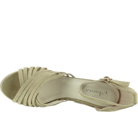 Escarpins à talon compensé en daim F031 Beige 4