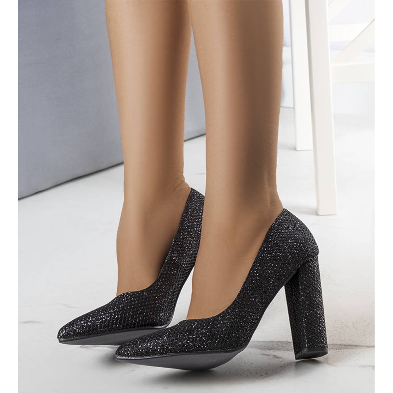 BM Escarpins à talons en brocard noir Belle le noir 1