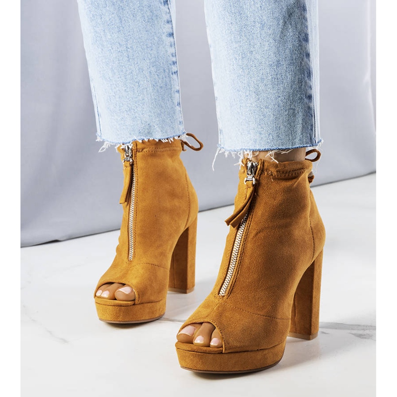 BM Bottines camel à talon Payto brun 1