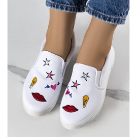 Baskets Anais en textile blanc avec patchs blanche 1
