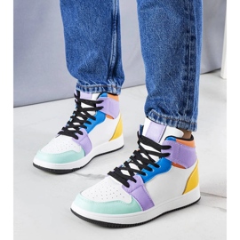 Baskets montantes bleues Kari blanc 1