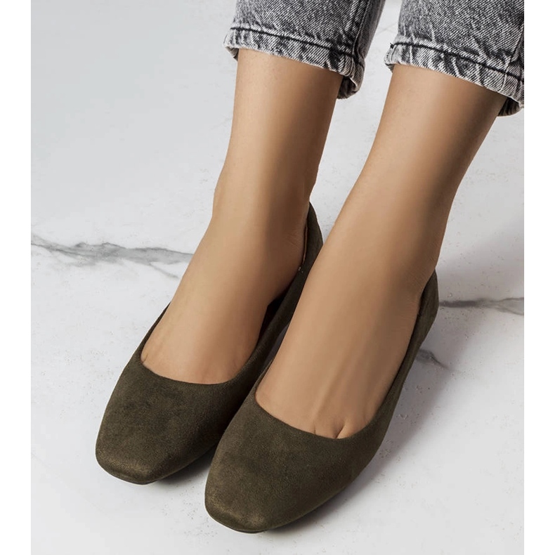 Ballerines Jules en éco-daim vert 1