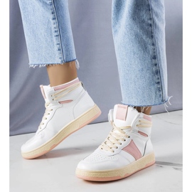 Baskets montantes roses Robin blanche 1