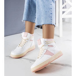 Baskets montantes roses Robin blanche 2