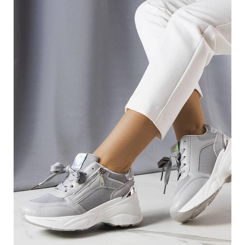 Baskets compensées grises Stacey 1