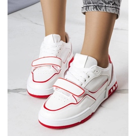 Baskets femme Ollie rouges blanc 1