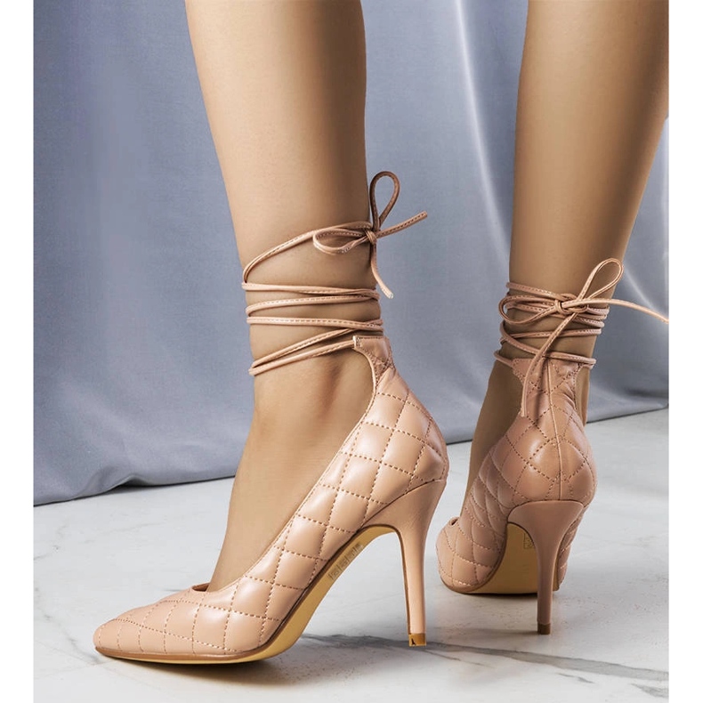 Escarpins à nouer matelassés roses Rosie 1